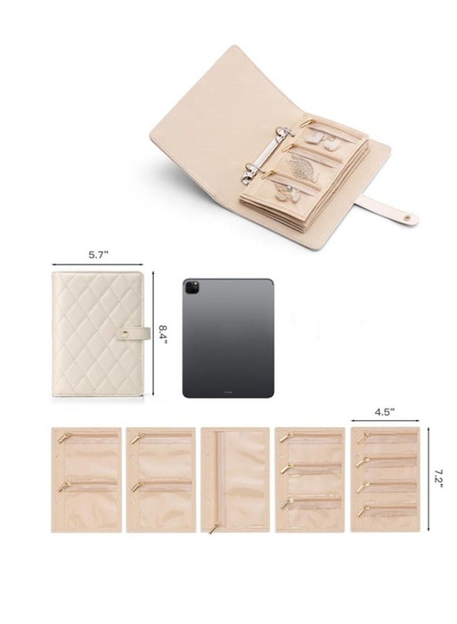 General Leather Loose-leaf Jewelry Storage book Large-capacity Jewelry Storage Bag Earrings Necklaces Light Luxury Binder  - Image 3