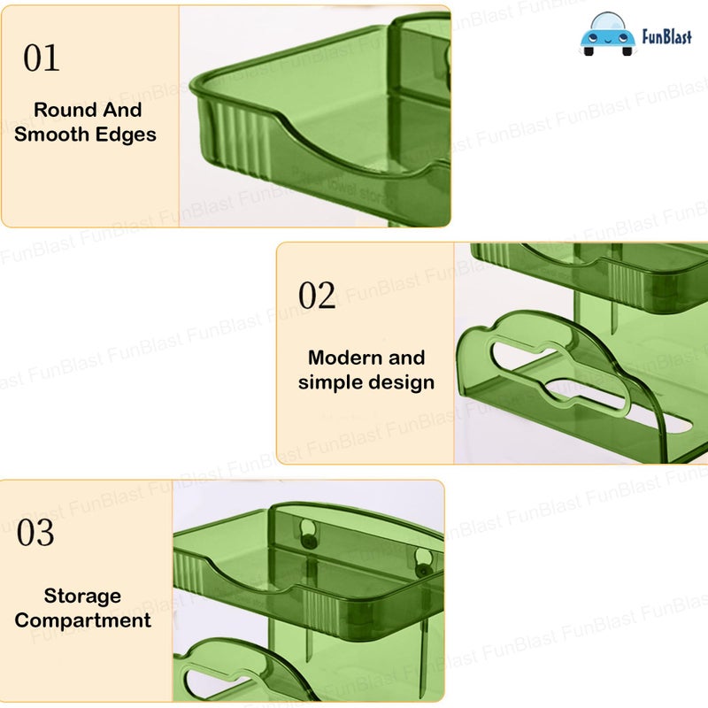 FunBlast Tissue Paper Dispenser - Wall Mount Plastic Tissue Box, Multipurpose Tissue Paper Box with Rack, Washroom Napkin Holder for, Tissue Dispenser for Home, Office (Green) - Image 4