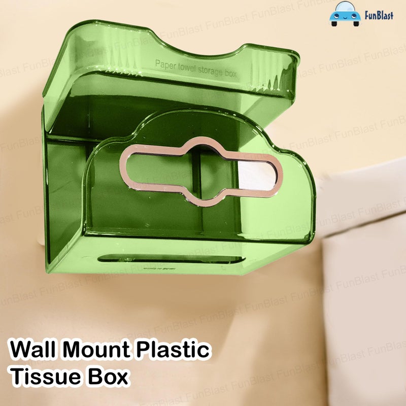 FunBlast Tissue Paper Dispenser - Wall Mount Plastic Tissue Box, Multipurpose Tissue Paper Box with Rack, Washroom Napkin Holder for, Tissue Dispenser for Home, Office (Green) - Image 5