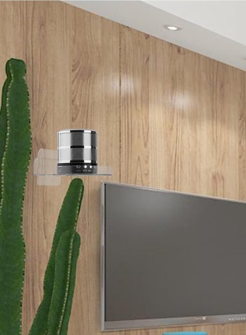 1 Pcs Acrylic Small Wall Shelf, Surveillance Bracket with Adhesive, Mini Floating Wall Shelves for Security Cameras, Webcam, Speakers, Baby Monitors, Easy to Install No Drill,11*9.5*3cm  - Image 5