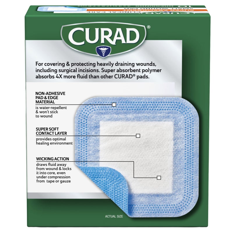 Curad Super Absorbent Wound Pad, Small, 3" x 3", 10 Count, 3 Pack - Image 2