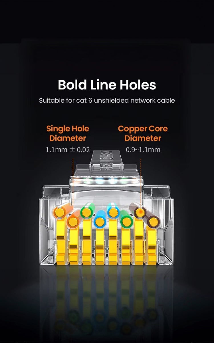 kashemano 50 Pairs CAT6 RJ45 Connectors & Connector Boots,Network Connector for Solid Wire and Standard Cable, Transparent - Image 3