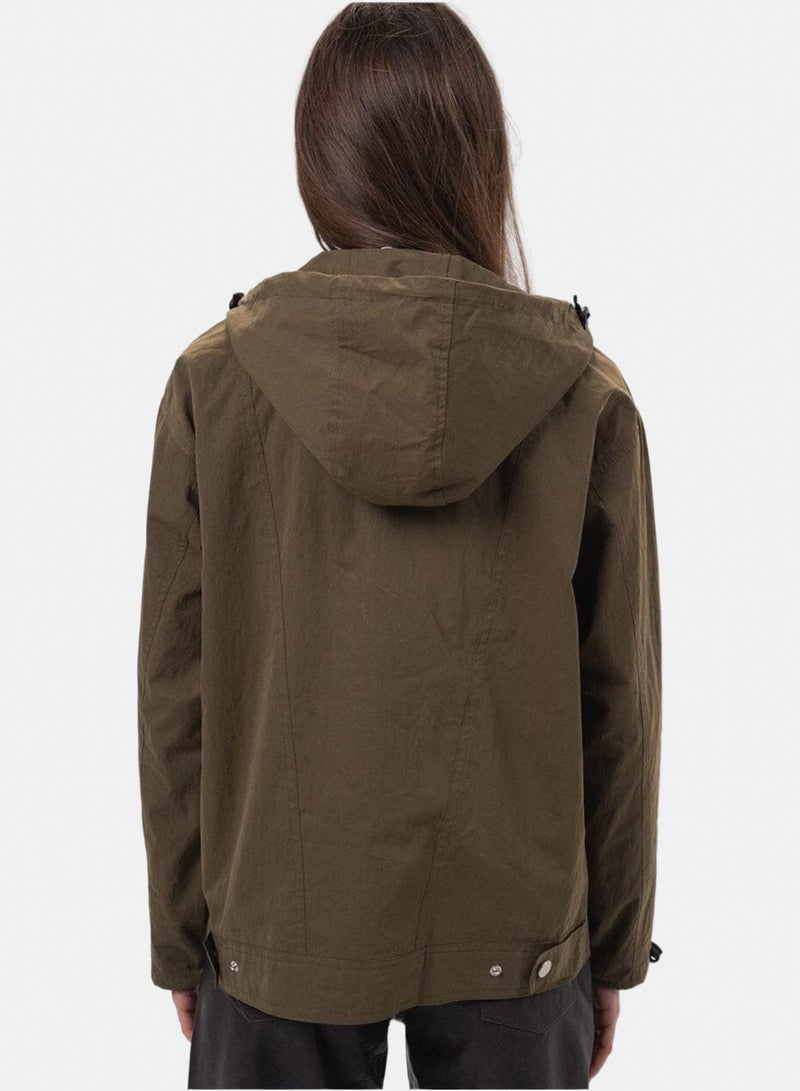 In Your Shoe Olive Regular Windbreaker - Image 4