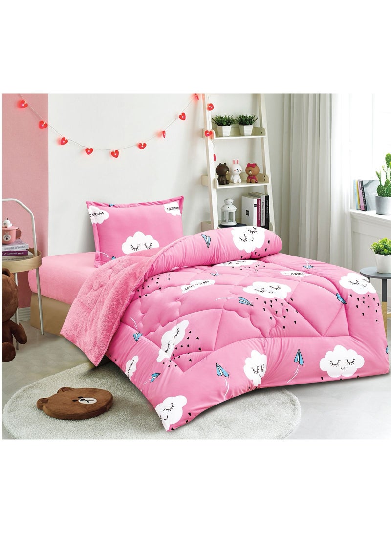 مينجلي مفرش سرير أطفال 3 قطع وجهين فرو ومخمل – ناعم ودافئ – مقاس 170×220 سم - Image 1