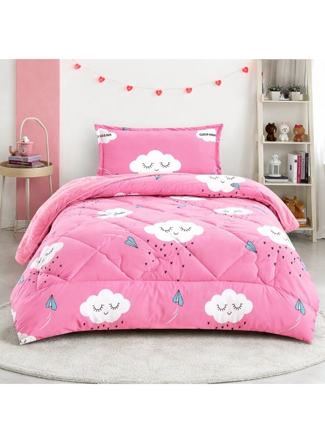 مينجلي مفرش سرير أطفال 3 قطع وجهين فرو ومخمل – ناعم ودافئ – مقاس 170×220 سم - Image 2