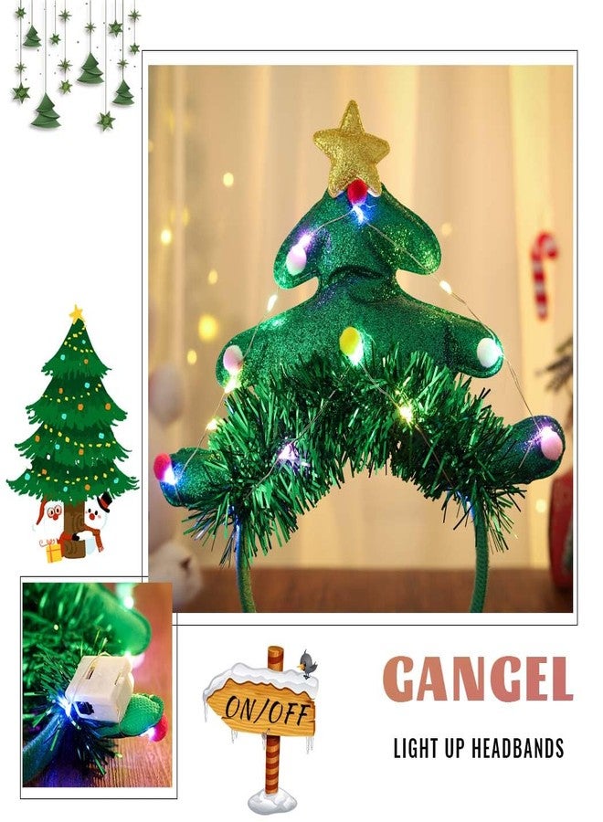 Gangel Light Up Christmas Headbands Christmas Trees Hair Band LED Xmas Tree Hairband Party Costume Hair Accessories for Women - Image 2