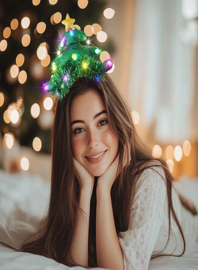 Gangel Light Up Christmas Headbands Christmas Trees Hair Band LED Xmas Tree Hairband Party Costume Hair Accessories for Women - Image 5