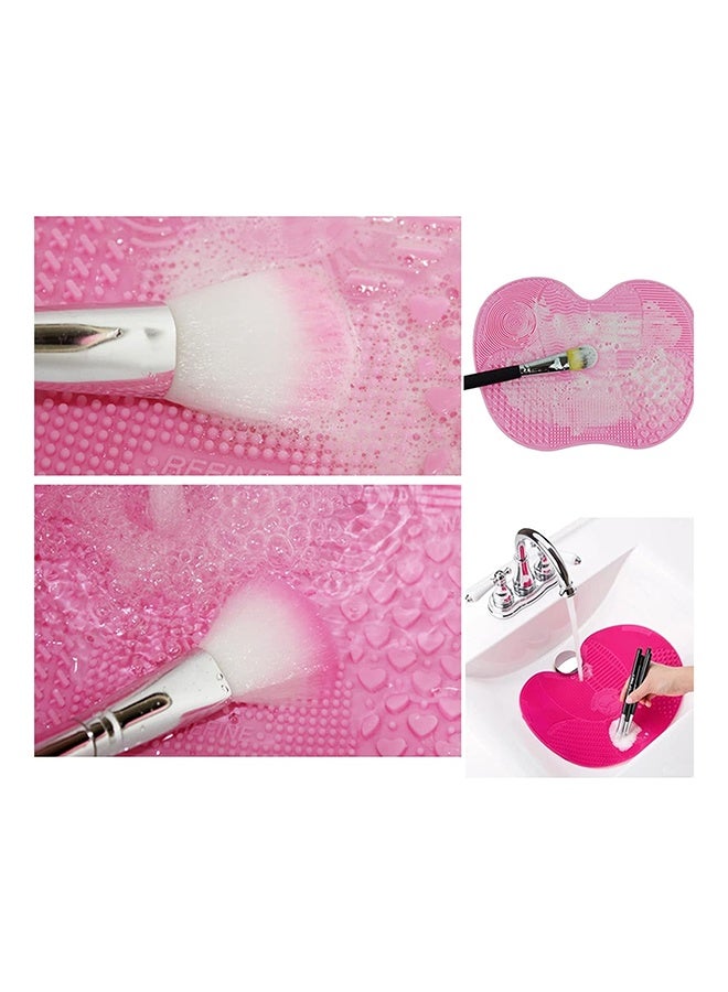2 Pcs Silicone Make Up Brush Cleaning Mat, Cosmetic Cleaning Pads,Makeup Brush Cleaner Mats, Portable Washing Tool with Suction Cup for Makeup Cosmetic Brushes-Apple shaped & Heart shaped - Image 5