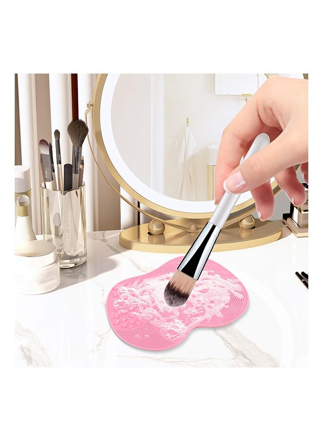2 Pcs Silicone Make Up Brush Cleaning Mat, Cosmetic Cleaning Pads,Makeup Brush Cleaner Mats, Portable Washing Tool with Suction Cup for Makeup Cosmetic Brushes-Apple shaped & Heart shaped - Image 4