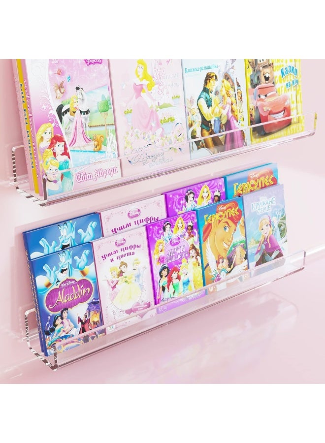 TPGP Acrylic Bookshelf, 2 Pack 24 Inch Wall Mounted Floating Bookshelf For Kids  - Image 1