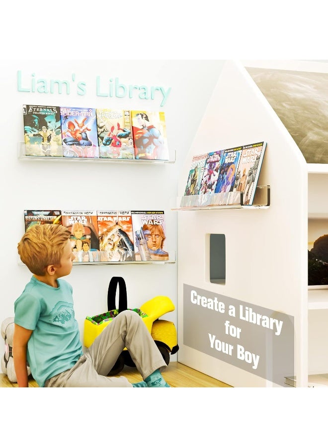 TPGP Acrylic Bookshelf, 2 Pack 24 Inch Wall Mounted Floating Bookshelf For Kids  - Image 3