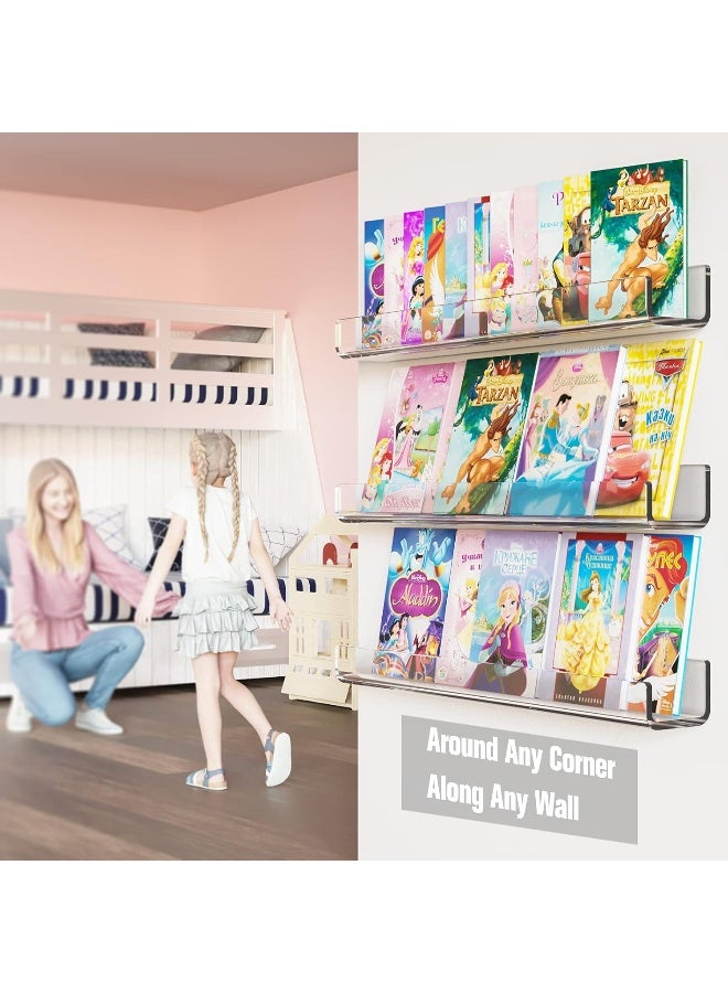 TPGP Acrylic Bookshelf, 2 Pack 24 Inch Wall Mounted Floating Bookshelf For Kids  - Image 5