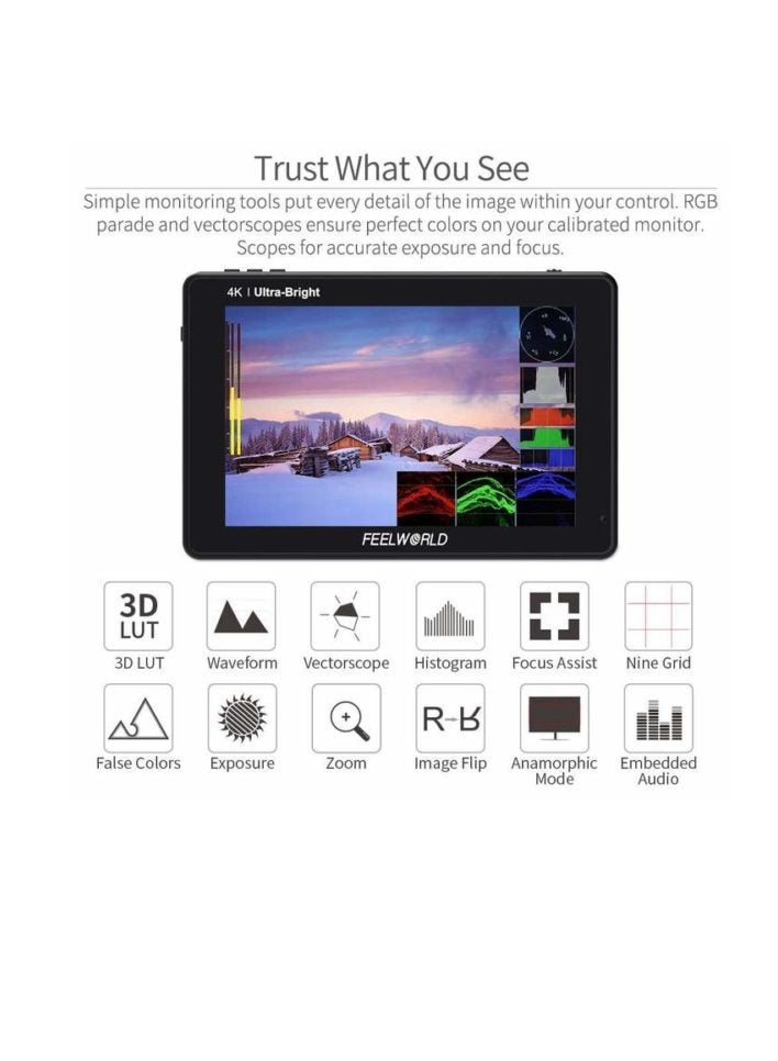 Feelworld شاشة كاميرا DSLR FEELWORLD LUT7 بحجم 7 إنش تعمل باللمس - Image 3