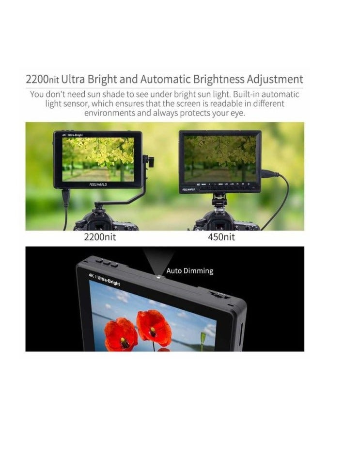 Feelworld شاشة كاميرا DSLR FEELWORLD LUT7 بحجم 7 إنش تعمل باللمس - Image 4