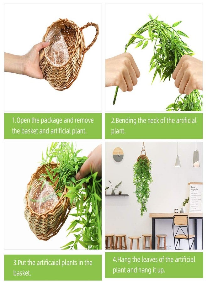 ANZOME Artificial Hanging Plants with Wall Basket, 2.7ft Faux Bamboo Vines for Shelf Decor, Fake Potted Greenery for Bathroom, Kitchen Cabinet Top (DIY Shapeable Set) - Image 4