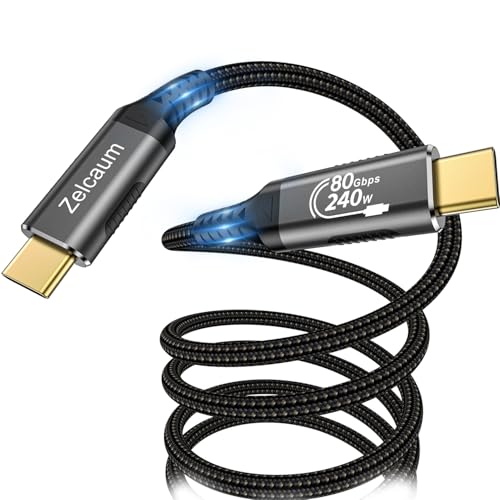 Zelcaum USB C Thunderbolt 5 Cable 120Gbps Bandwidth, 80Gbps Date, 16K 8K 4K Video Sync Display, 240W Fast Charging, Fully Compatible with Thunderbolt 4/3, Type USB-C, USB4 / Gen4 Devices, 3FT - Image 1