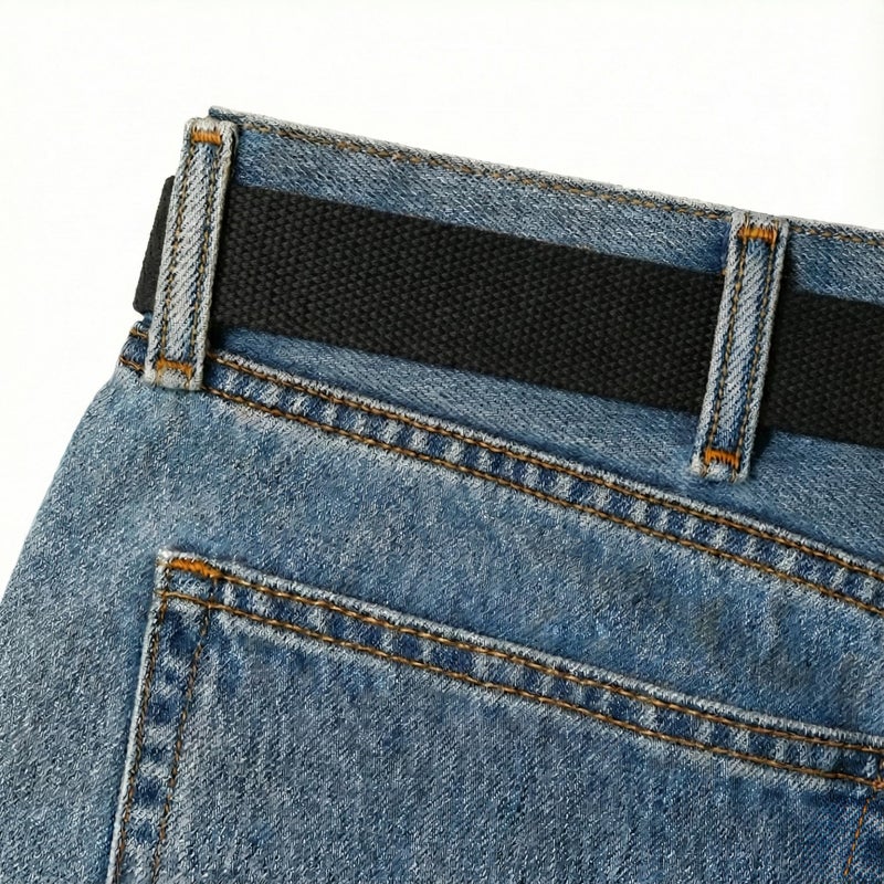 BC Belts Canvas Web Belt Military Style with Antique Brass Buckle and Tip 50" Long (Black) - Image 5