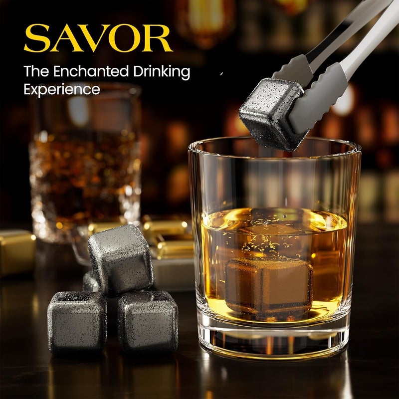 XACA 8PCS Gold and Silver Stainless Steel Whiskey Stones, Reusable Whiskey Ice Cubes with Storage Box, Chilling Rocks for Whiskey, Wine, Beer, Vodka, Cocktails, Drinks Cooler Gift Set (Silver&Gold) - Image 2