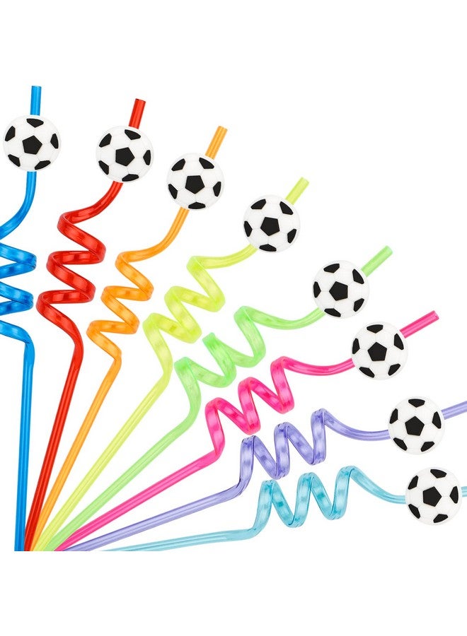 Moncinday 24Pcs Soccer Party Straws For Soccer Party Favors, Soccer Ball Themed Party Decorations Reusable Soccer Themed Straws For Sports Party Supplies For Kids Boys Girls - Image 1