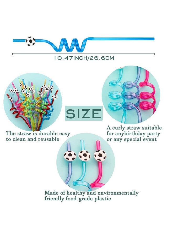 Moncinday 24Pcs Soccer Party Straws For Soccer Party Favors, Soccer Ball Themed Party Decorations Reusable Soccer Themed Straws For Sports Party Supplies For Kids Boys Girls - Image 2