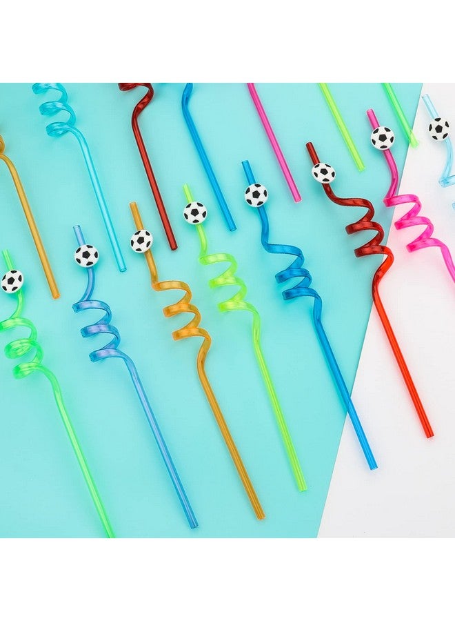 Moncinday 24Pcs Soccer Party Straws For Soccer Party Favors, Soccer Ball Themed Party Decorations Reusable Soccer Themed Straws For Sports Party Supplies For Kids Boys Girls - Image 4