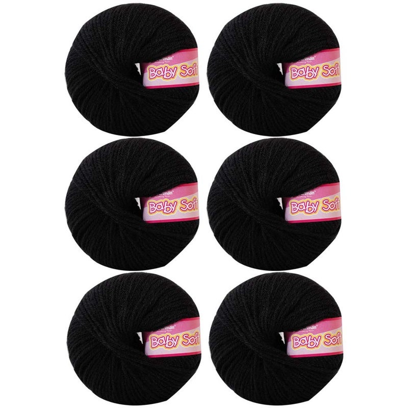 Vardhman Knitting Yarn Vardhman Knitting Yarn Baby Soft Wool For Knitting Kids Crochet Yarn Wool For Hand Knitting Art Craft Knitting Wool Yarn For Sweater Scarves Hats And Dresses 6 Pcs Jet Black 25 Gram 