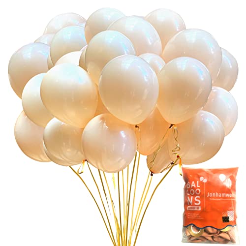 Jonhamwelbor Nude Balloons 12 inch 100 Pack Beige Retro Apricot Matte Skin Color Latex Helium Balloons for Birthday Baby Shower Wedding Party Decorations - Image 1