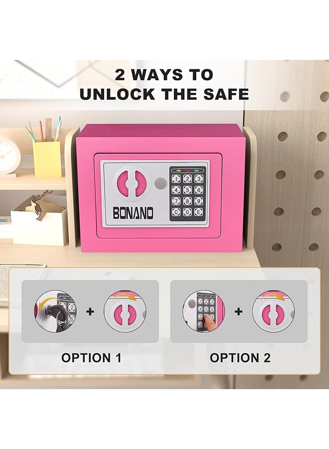 Safe Box Digital Security Locker with Keypad for Jewelry Money Valuables Good for Home Office Travel (Pink)  - Image 2