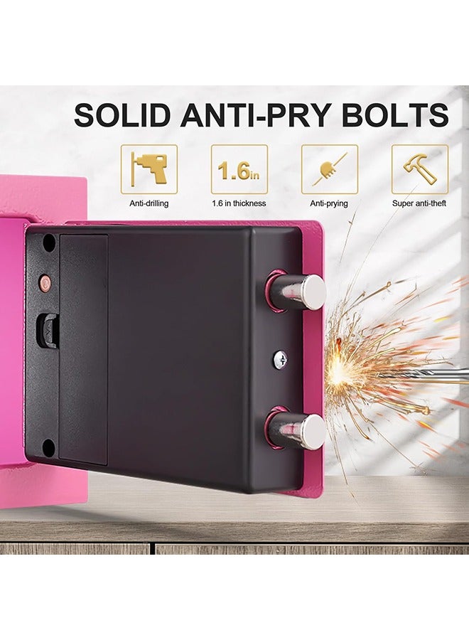 Safe Box Digital Security Locker with Keypad for Jewelry Money Valuables Good for Home Office Travel (Pink)  - Image 3