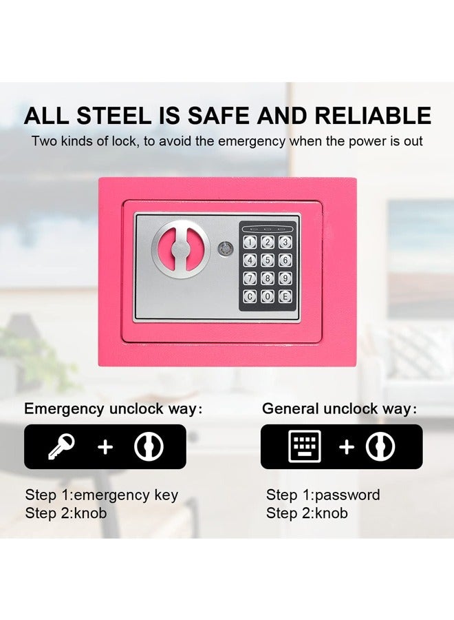 Safe Box Digital Security Locker with Keypad for Jewelry Money Valuables Good for Home Office Travel (Pink)  - Image 4