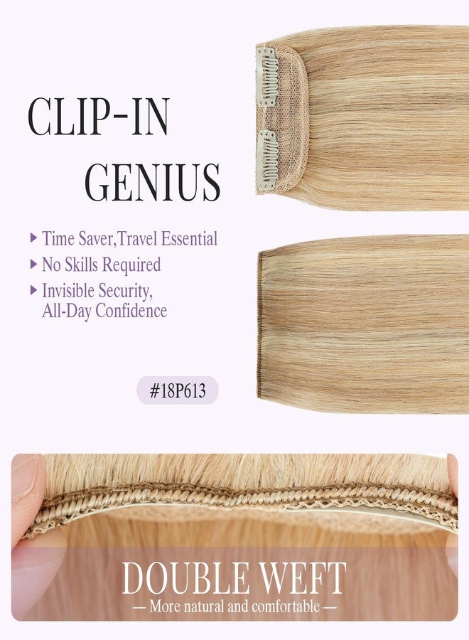 S-noilite 4 pieces Clip In Short Hair Extensions 100% Remy Human Hair Invisible Mini Short Clip in Hairpiece for Women with Thinning Hair Gold Blonde Mixed Bleach Blonde - Image 4