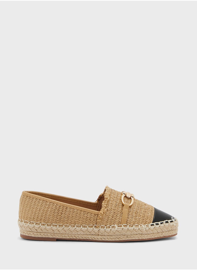 ELLA Metal Trim Frayed Edge Raffia Espadrille  - Image 1