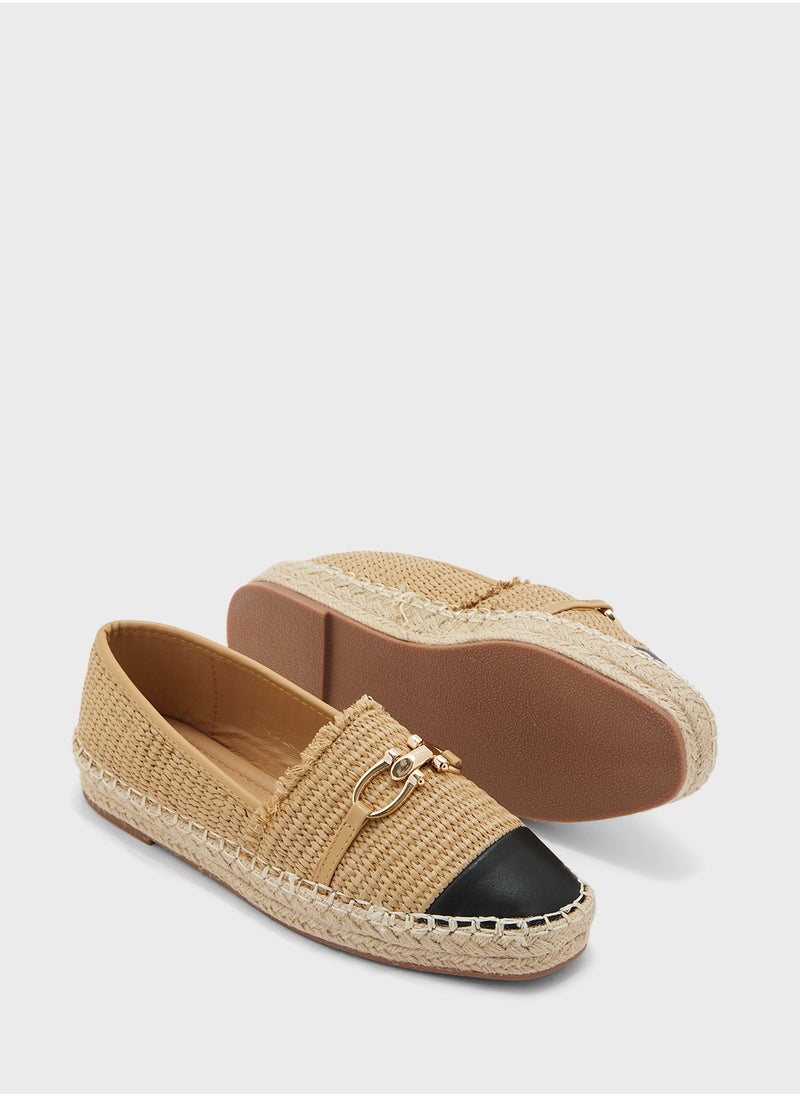 ELLA Metal Trim Frayed Edge Raffia Espadrille  - Image 3