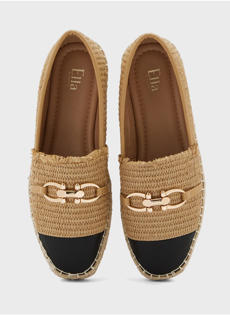 ELLA Metal Trim Frayed Edge Raffia Espadrille  - Image 4