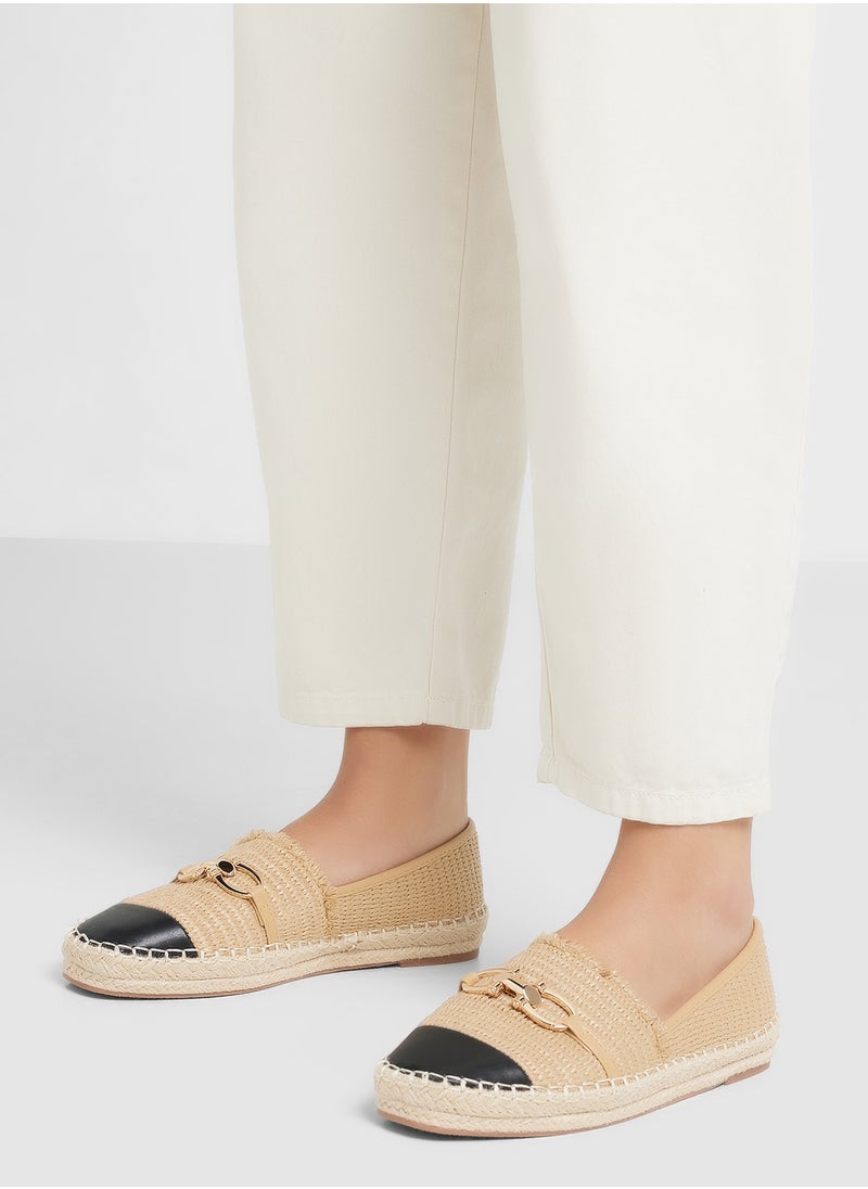 ELLA Metal Trim Frayed Edge Raffia Espadrille  - Image 5