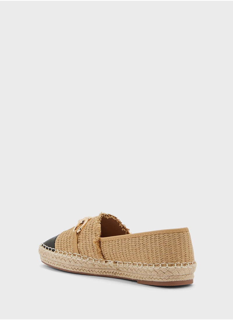 ELLA Metal Trim Frayed Edge Raffia Espadrille  - Image 2