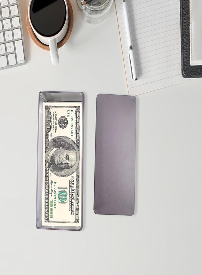 JINGHANGER Black Metal Cash Box with 100 PCS Clear Paper Money Holders, Dollar Bill Holder with Storage Case Single Row Currency Tray Money Collection Sleeves Protector Bag - Image 3