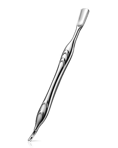 FERYES Cuticle Pusher with Fork 2in1 Cuticle Trimmer Nail Care Tool Stainless Steel Cuticle Remover Tool for Manicures and Pedicures Silver - Image 1