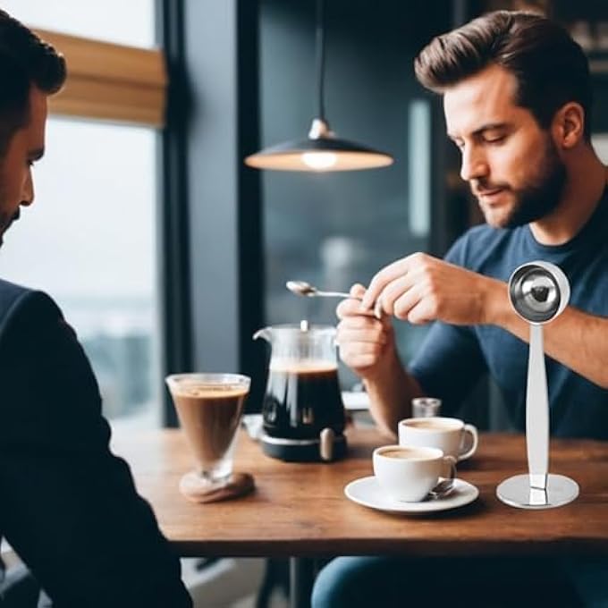 ريحني ملعقة قياس مغرفة القهوة من الفولاذ المقاوم للصدأ 2 في 1 لحبوب القهوة وأداة قهوة مزدوجة الطرف للمكتب المنزلي - Image 3