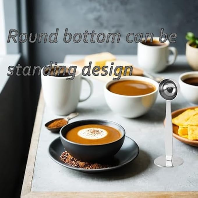 ريحني ملعقة قياس مغرفة القهوة من الفولاذ المقاوم للصدأ 2 في 1 لحبوب القهوة وأداة قهوة مزدوجة الطرف للمكتب المنزلي - Image 5