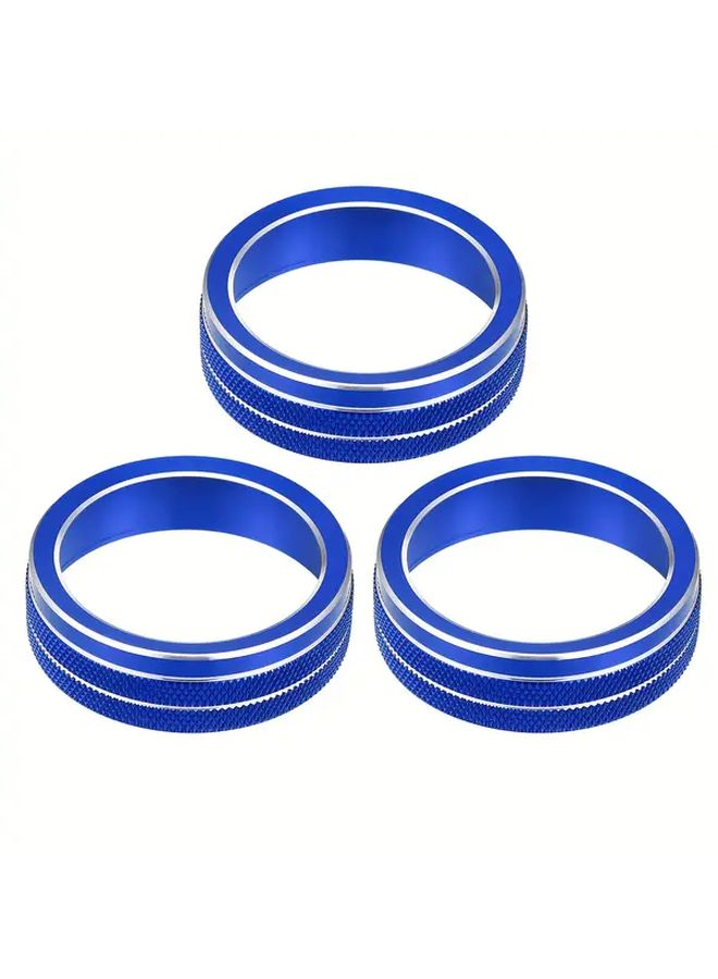 AC Climate Control Ring Knob Cover For VW Tiguan Taos Jetta Passat Atlas Arteon Golf R Beetle Aluminum Alloy Blue Pack Of 3 - Image 3