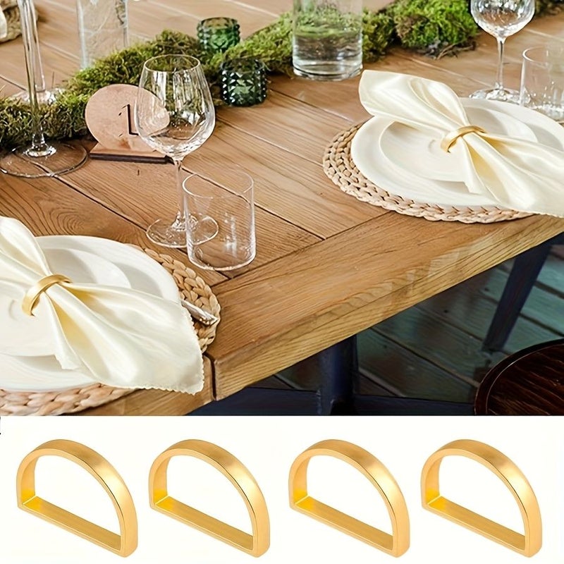 18Pcs Golden Semi Circle Napkin Rings For Wedding Party Table Settings Metal Napkin Holder For Dinner Serviette Buckle Set Banquet Christmas Matte Metallic Adornment - Image 5
