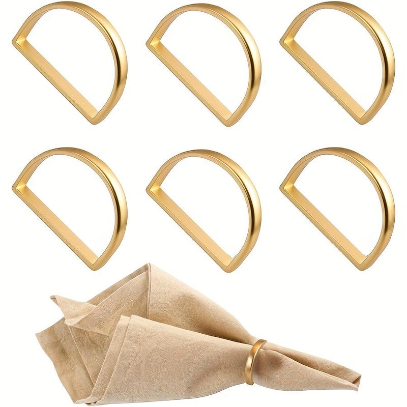18Pcs Golden Semi Circle Napkin Rings For Wedding Party Table Settings Metal Napkin Holder For Dinner Serviette Buckle Set Banquet Christmas Matte Metallic Adornment - Image 1