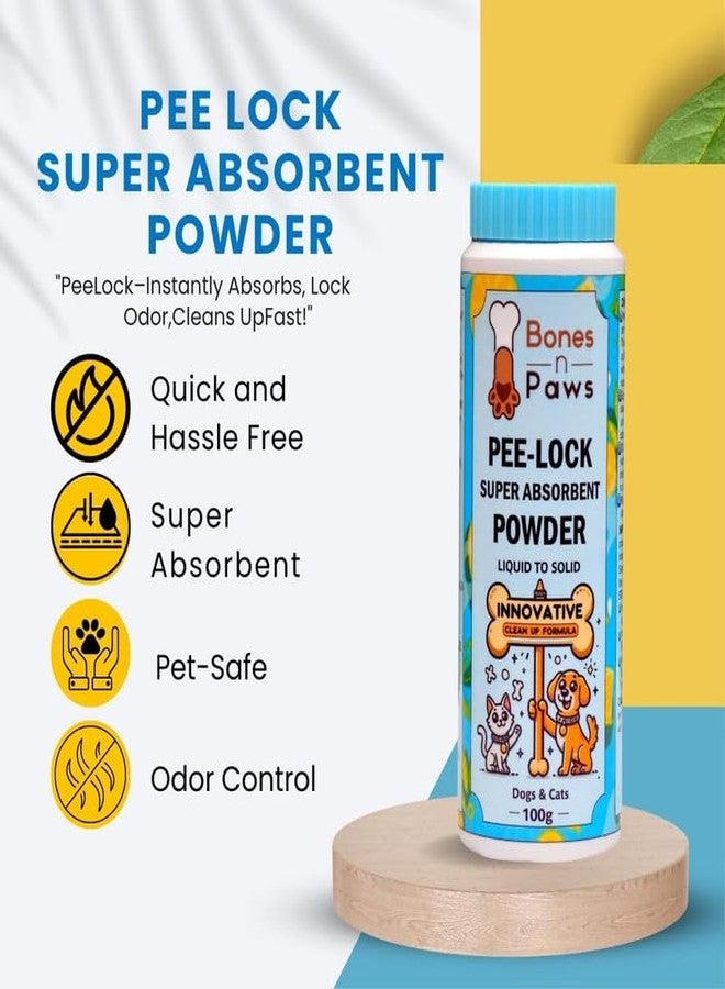 Bones N paws Bones ‘N’ Paws Pee-Lock Super Absorbent Powder 100gm (Pack of 2) for Dogs & Cats | Solidifies Pee, Vomit & Waste | Odor Control with Lemon Essential Oil | Non-Toxic & Biocide-Infused - Image 3