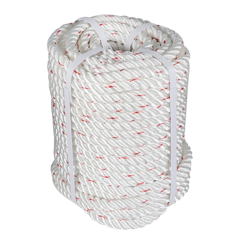 mitoharet 58In x 150FT Arborist Bull Rope  High Strength Polyester  Tree Rigging Line Utility Arbor Line  Double Braid Polyester RopeWhite with One Red Tracer