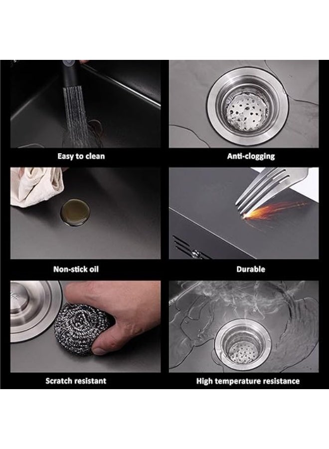 مبنى المستقبل حوض مطبخ | ستانلس ستيل أسود | حوض فردي مع صنبور وموزع صابون | جميع الملحقات | الحجم 60×45×20 سم - Image 5