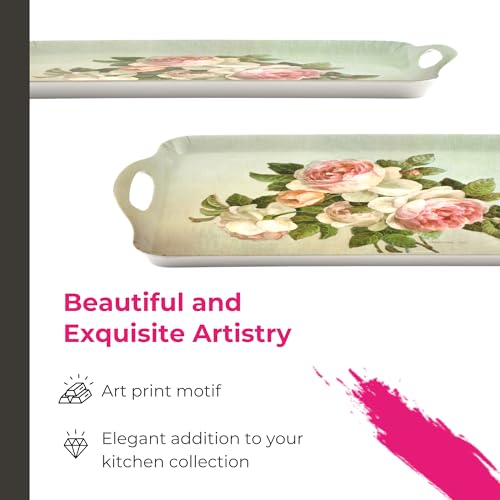 Pimpernel Antique Roses Decorative Melamine Tray – (15.25" x 6.5") Rectangular Platter, Lightweight & Durable Design for Serving Snacks, Appetizers, Coffee, Drinks, Sandwich & Kitchen Use - Image 3
