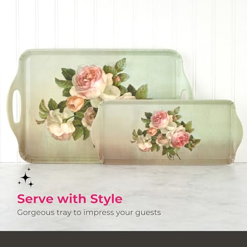 Pimpernel Antique Roses Decorative Melamine Tray – (15.25" x 6.5") Rectangular Platter, Lightweight & Durable Design for Serving Snacks, Appetizers, Coffee, Drinks, Sandwich & Kitchen Use - Image 4