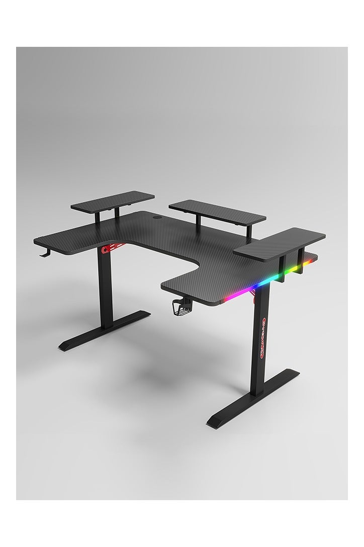 Generic Large U-Shaped Gaming Table with Remote Control RGB Light Strap, 160cm Computer Desk with Monitor Stand, Large PC Workstation for Home Office, Gaming, Live Streaming, Streaming, TikTok  - Image 3