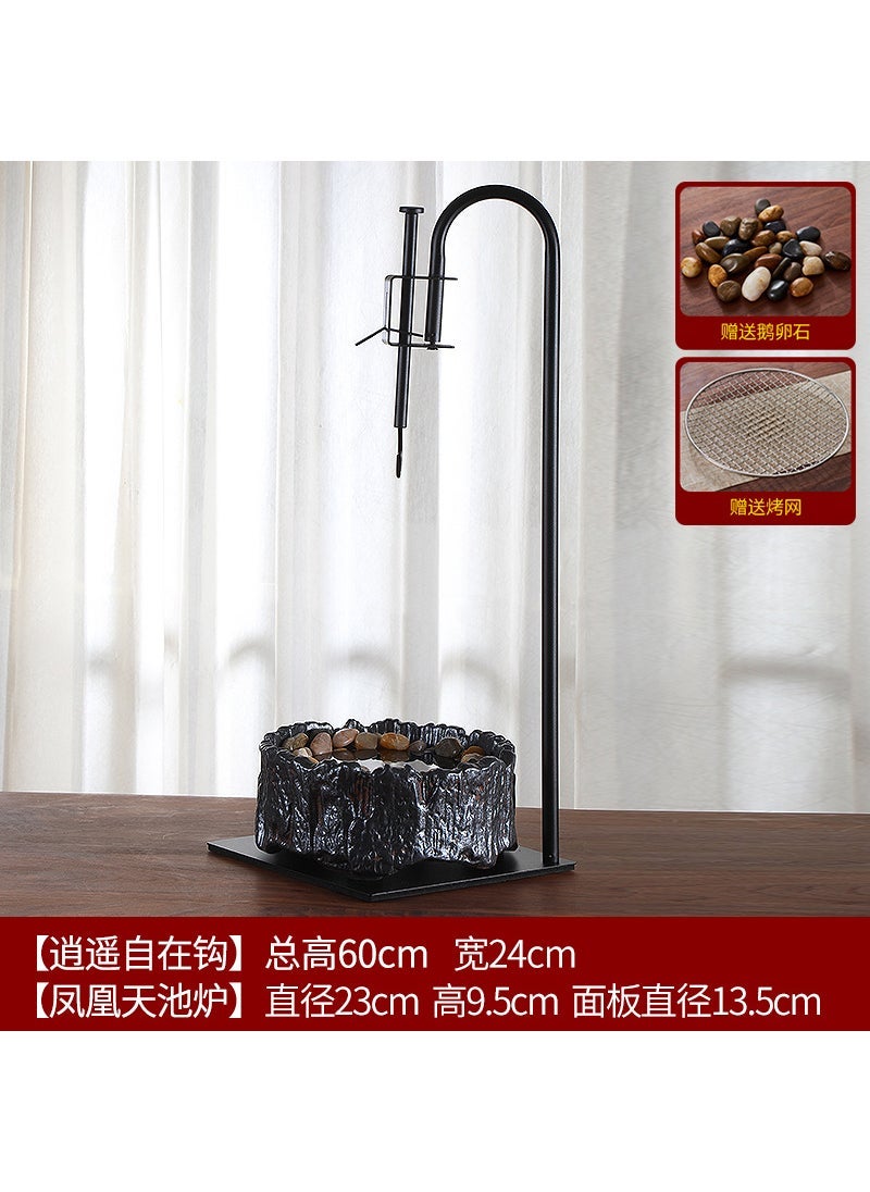 Household tea cooker free hook vintage old rock mud electric ceramic stove tea art hook kung fu tea set accessories vertical hook - Image 1